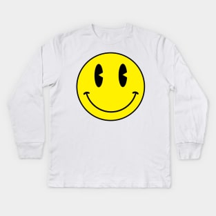 old skool 90s acid house smiley face Kids Long Sleeve T-Shirt